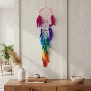 COLGANTE PLUMA 7 CHAKRAS 60CM