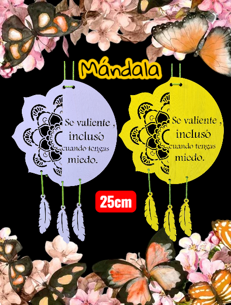 MANDALA MDF 25CM PINTADO C/ ACRILICO