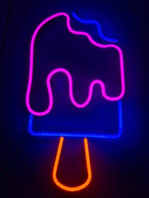 Cartel Neón Helado Palito 34cm X