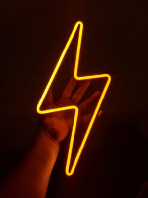 Cartel Neón Rayo Amarillo 38cm x