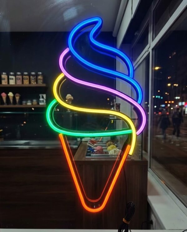 Cartel Neón Helado Cono 34cm X